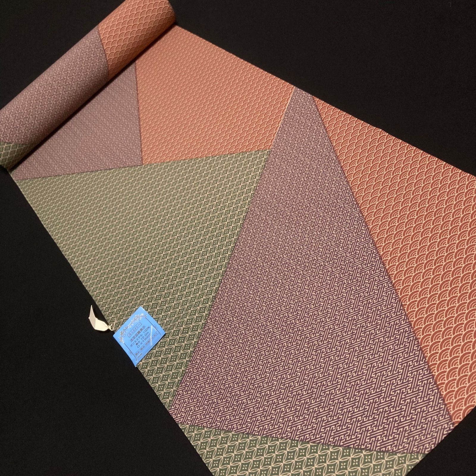 着物と帯オレンジ y119◾️割と綺麗なポリエステル化繊着尺反物5点