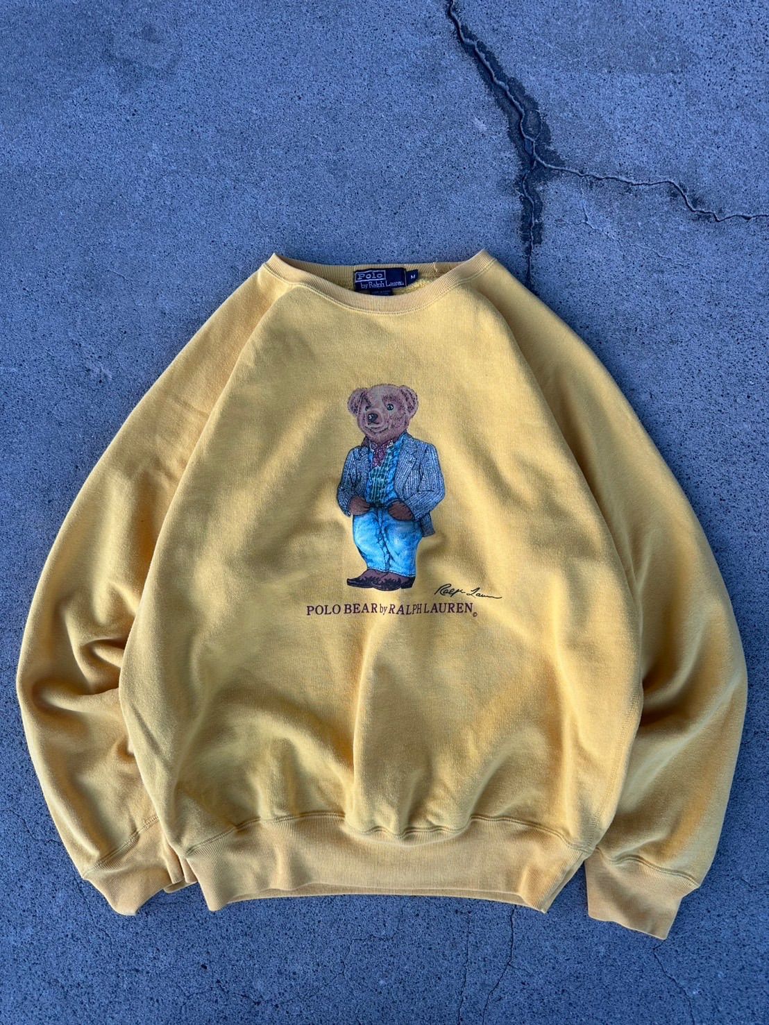 90s POLO Ralph Lauren ポロベア スウェット イエロー 注文