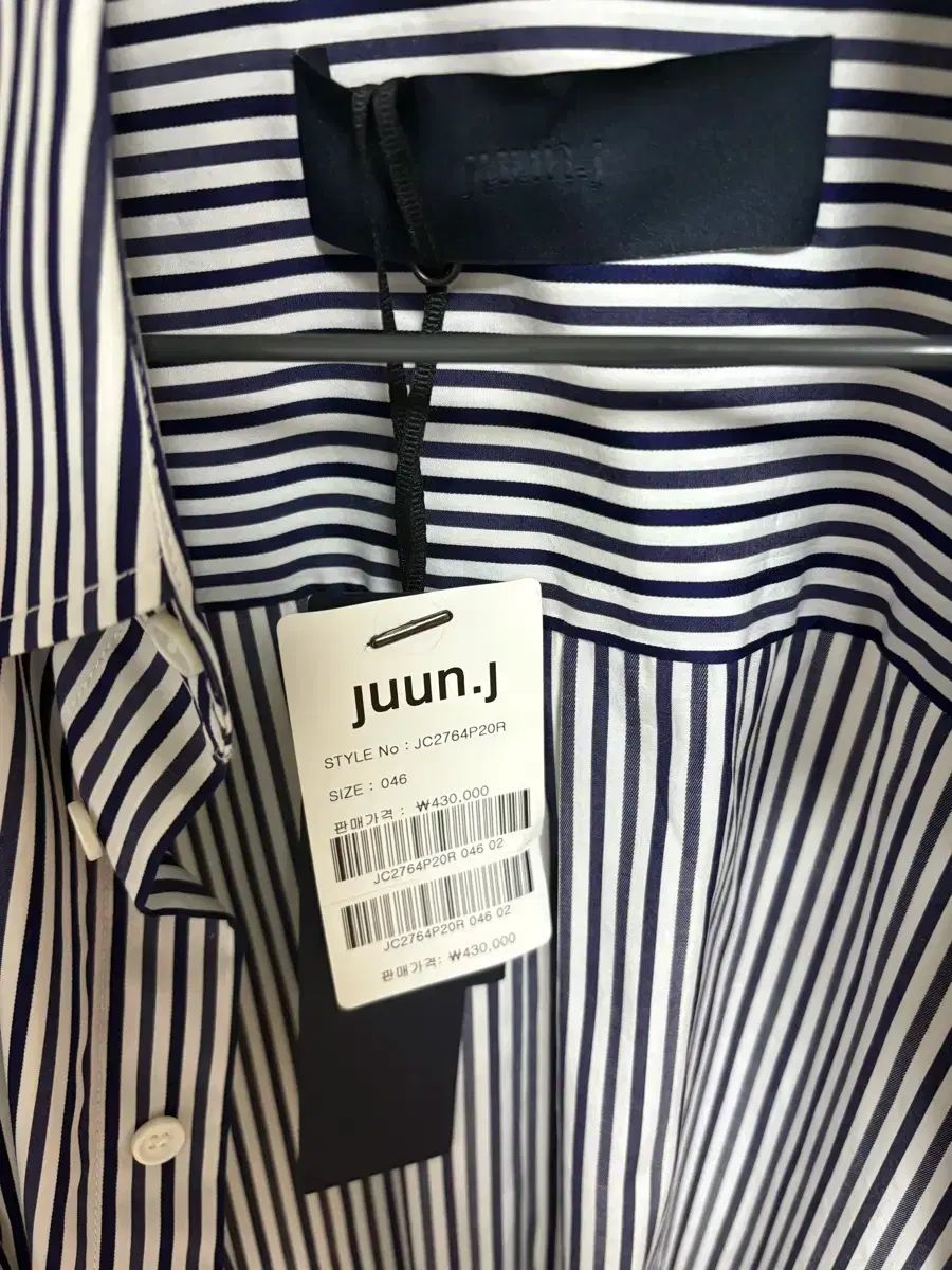 新品) juun j ジュンジェイ S/S ネイビー ストライプ シャツ - メルカリ