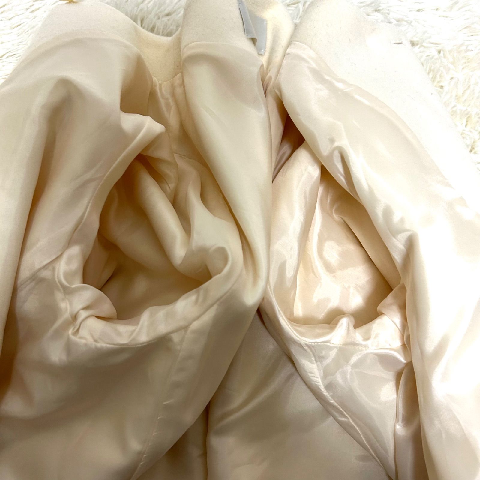 美品 CELFORD セルフォード ノーカラー ロングコート カシミヤ混 A 