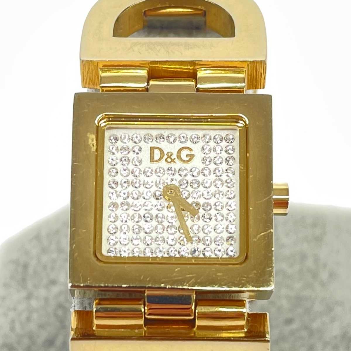 動作品　D&G ゴールド スクエア腕時計　ドルチェ＆ガッバーナ　定価7万円 動作品 D&G ゴールド スクエア腕時計 ドルチェ＆ガッバーナ 定価7万円