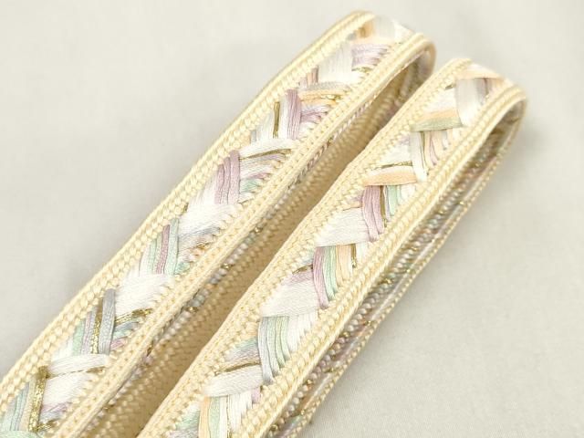 平和屋着物●和装小物　帯締め・帯揚げセット　伝統工芸品　伊賀前沢工房　切嵌　金糸　金銀彩　丹後ちりめん　逸品　未使用　DAAV8386zzz 平和屋着物○和装小物 帯締め・帯揚げセット 伝統工芸品 伊賀前沢工房 切