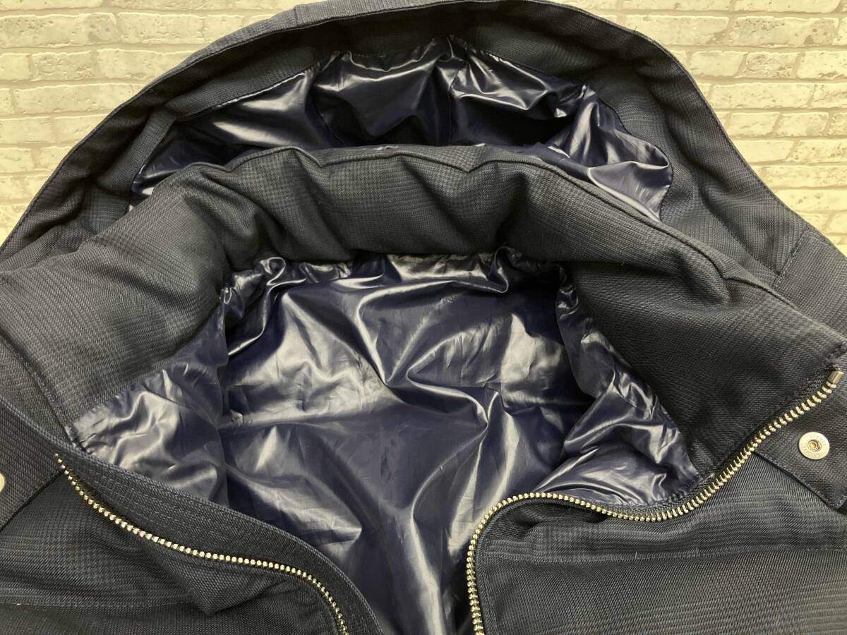 EDIFICE エディフィス ダウンジャケット 17 011 300 3092 3 0 サイズS ネイビー グレンチェック フード取り外し可 その他 ジャケット アウター メンズ