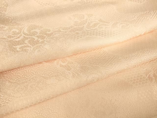 平和屋着物 上質な色無地 正倉院花地紋 洗柿色 正絹 az