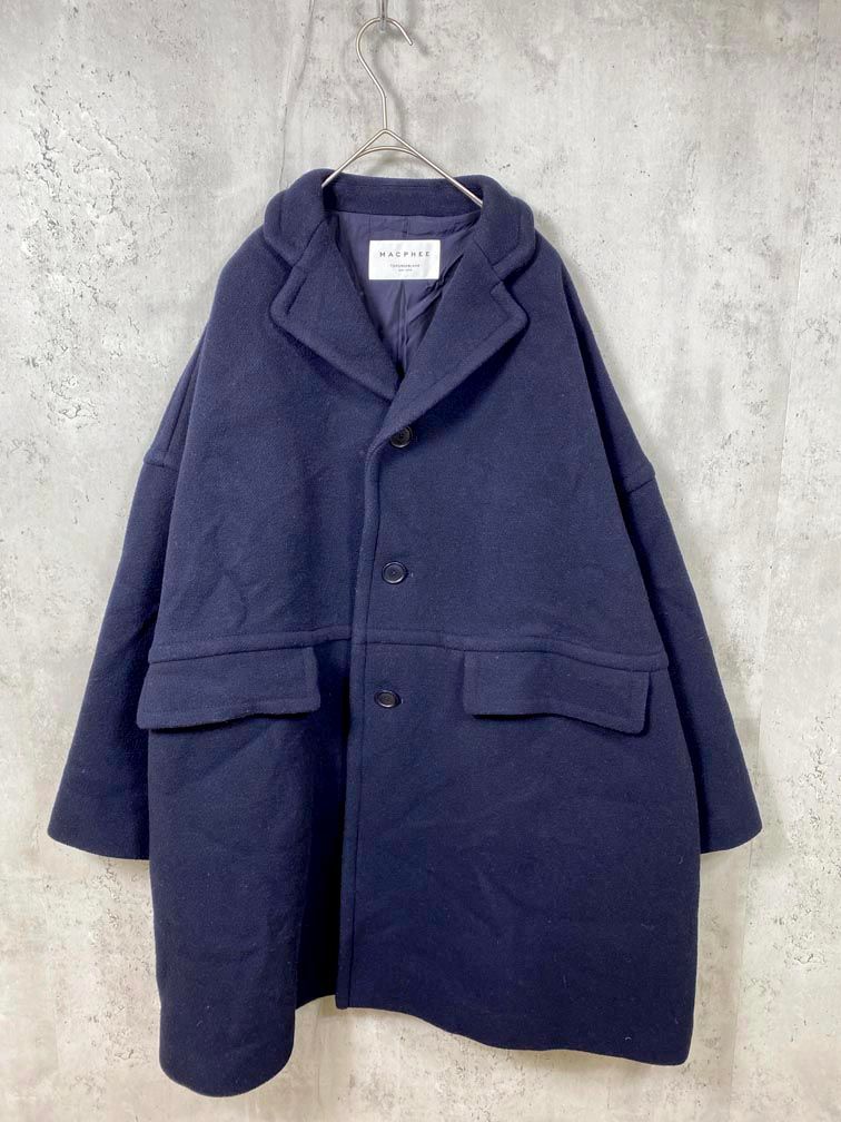 MACPHEE マカフィー トゥモローランド 12 08 24 08301 パイルメルトン オーバーサイズ コート size 36 紺 レディース