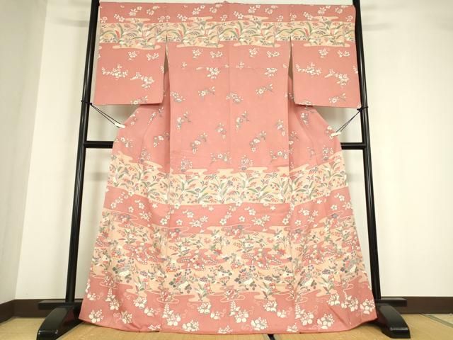 平和屋着物 訪問着 霞取花文 正絹 az