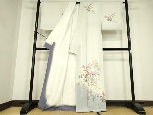 平和屋着物 訪問着 友禅 誰が袖流水花文 暈し染め 正絹 az