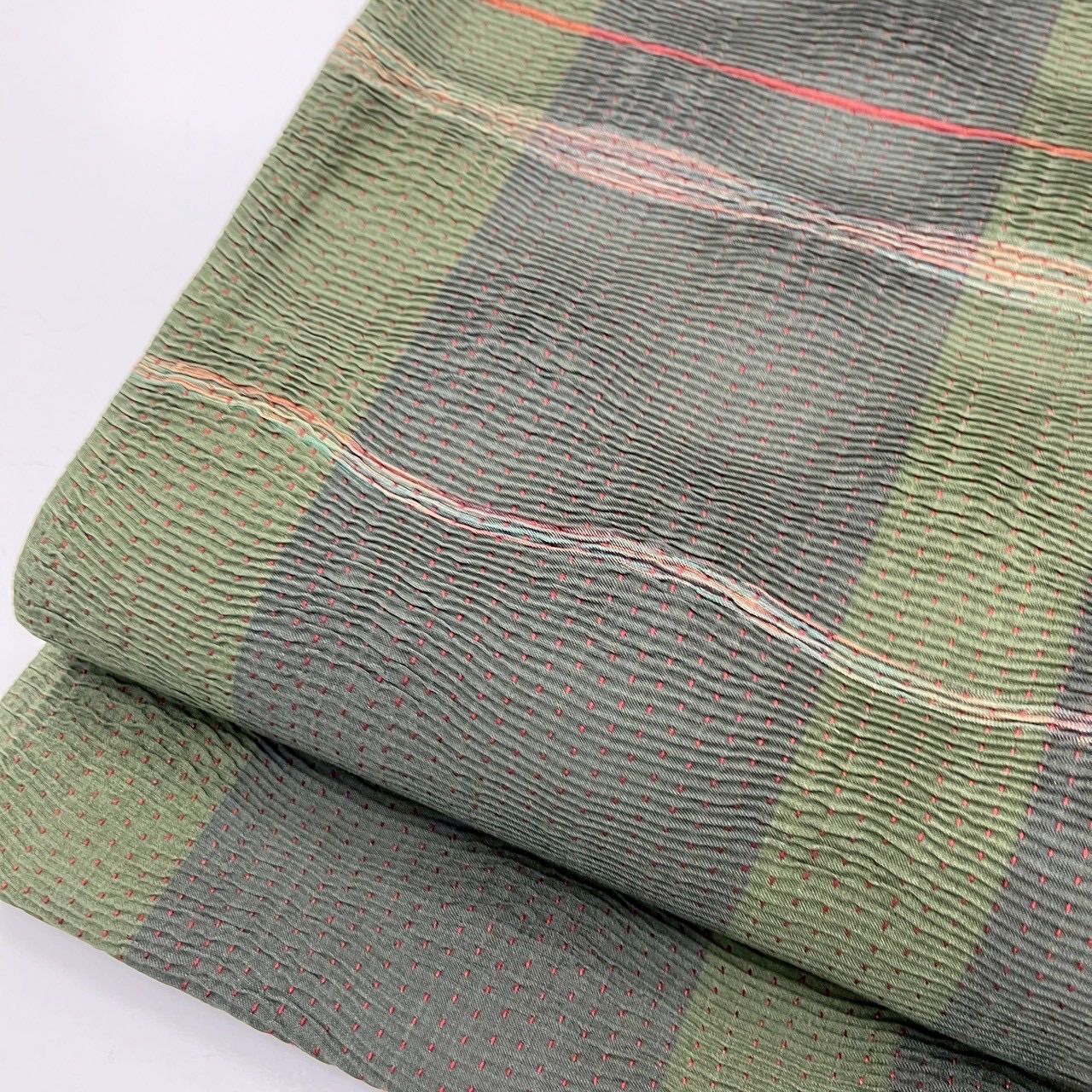 洒落袋帯 膨れ織 格子 素敵な加工 六通 正絹 着物 MA-1715 - メルカリ