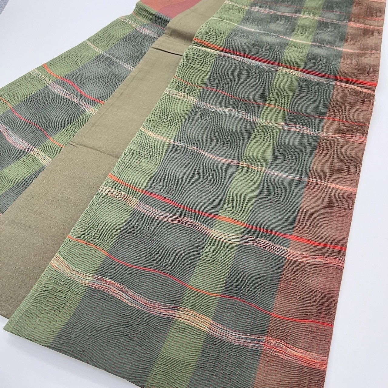 洒落袋帯 膨れ織 格子 素敵な加工 六通 正絹 着物 MA-1715 - メルカリ