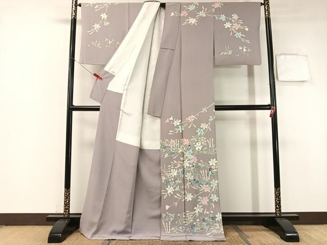 平和屋着物 本加賀友禅作家 野崎徳勝 訪問着 枝花文 ロング丈 正絹 vp