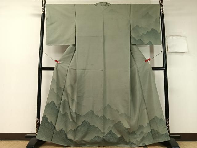 平和屋着物 訪問着 白山紬 作家物 重ね山文 ますいわ屋扱い 正絹 vp