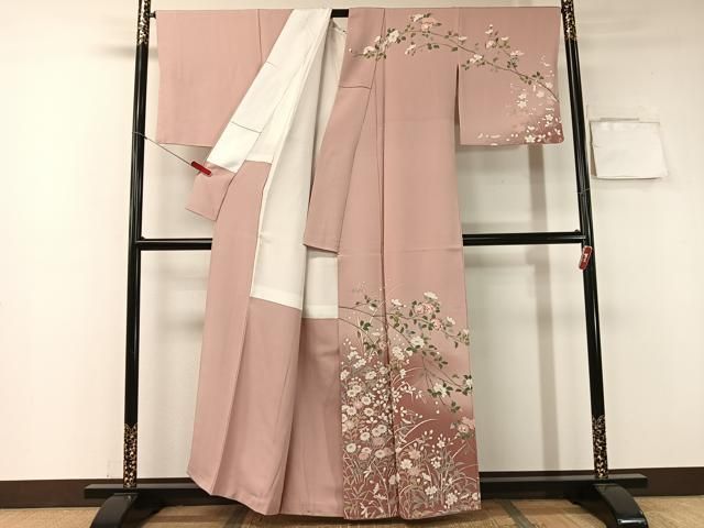 平和屋着物 訪問着 友禅 枝花文 暈し染め 正絹 vp