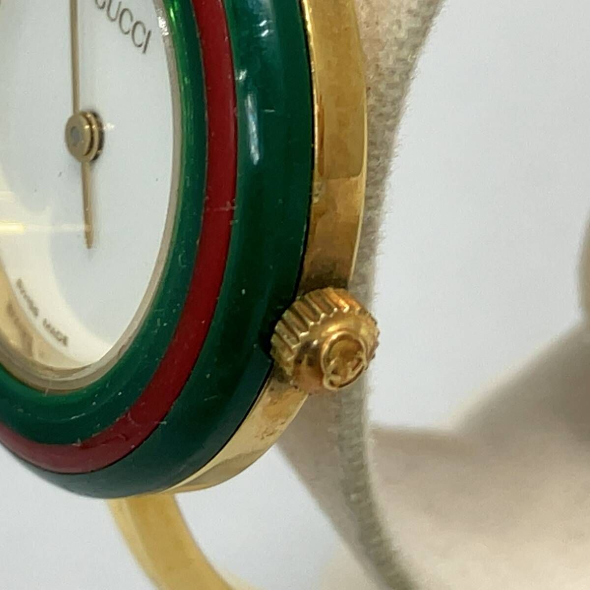 箱有、替えベゼル有】GUCCI グッチ チェンジベゼル ホワイト文字盤