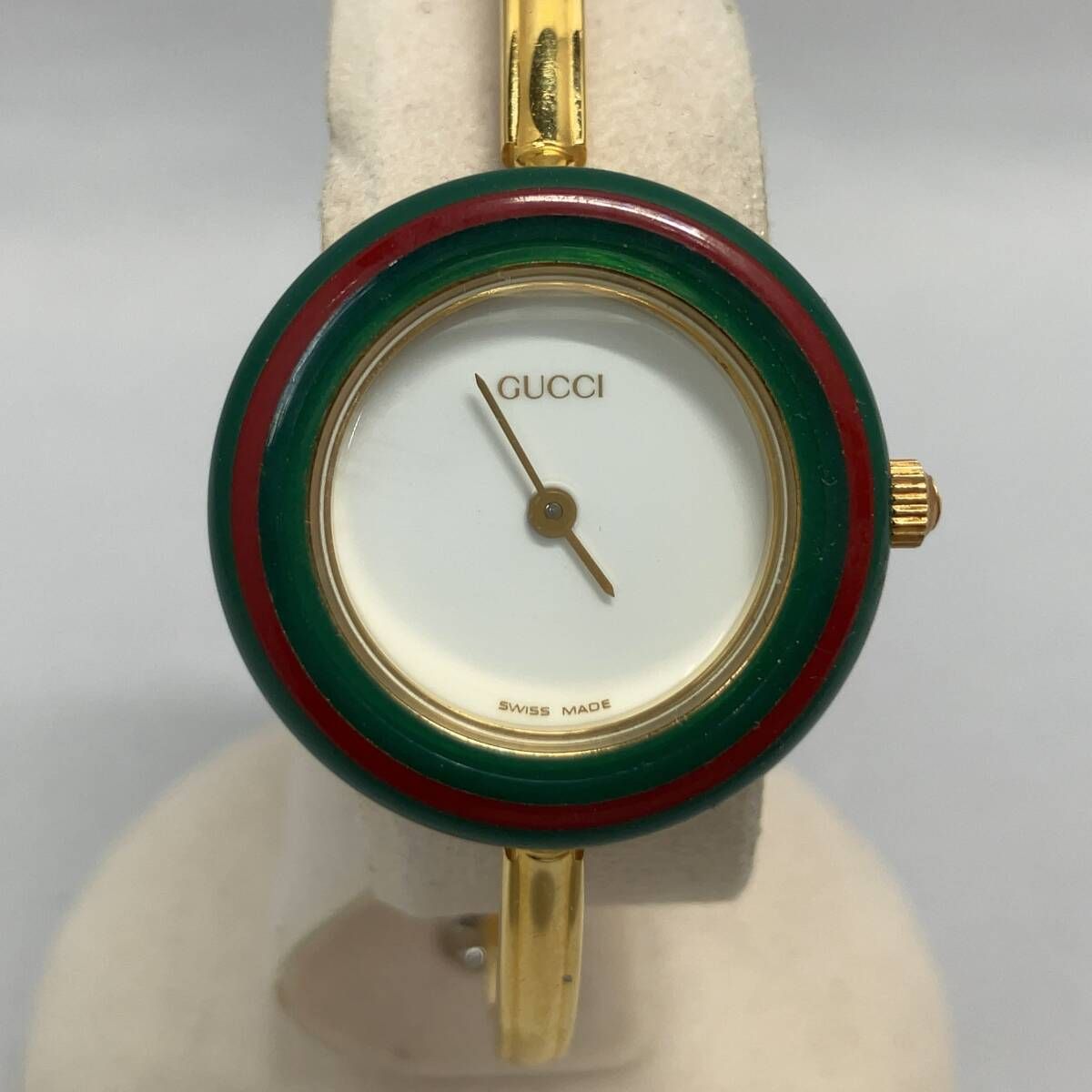 箱有 替えベゼル有 GUCCI グッチ チェンジベゼル ホワイト文字盤 ゴールドメッキ レディース QZ クォーツ 腕時計 11 12.2