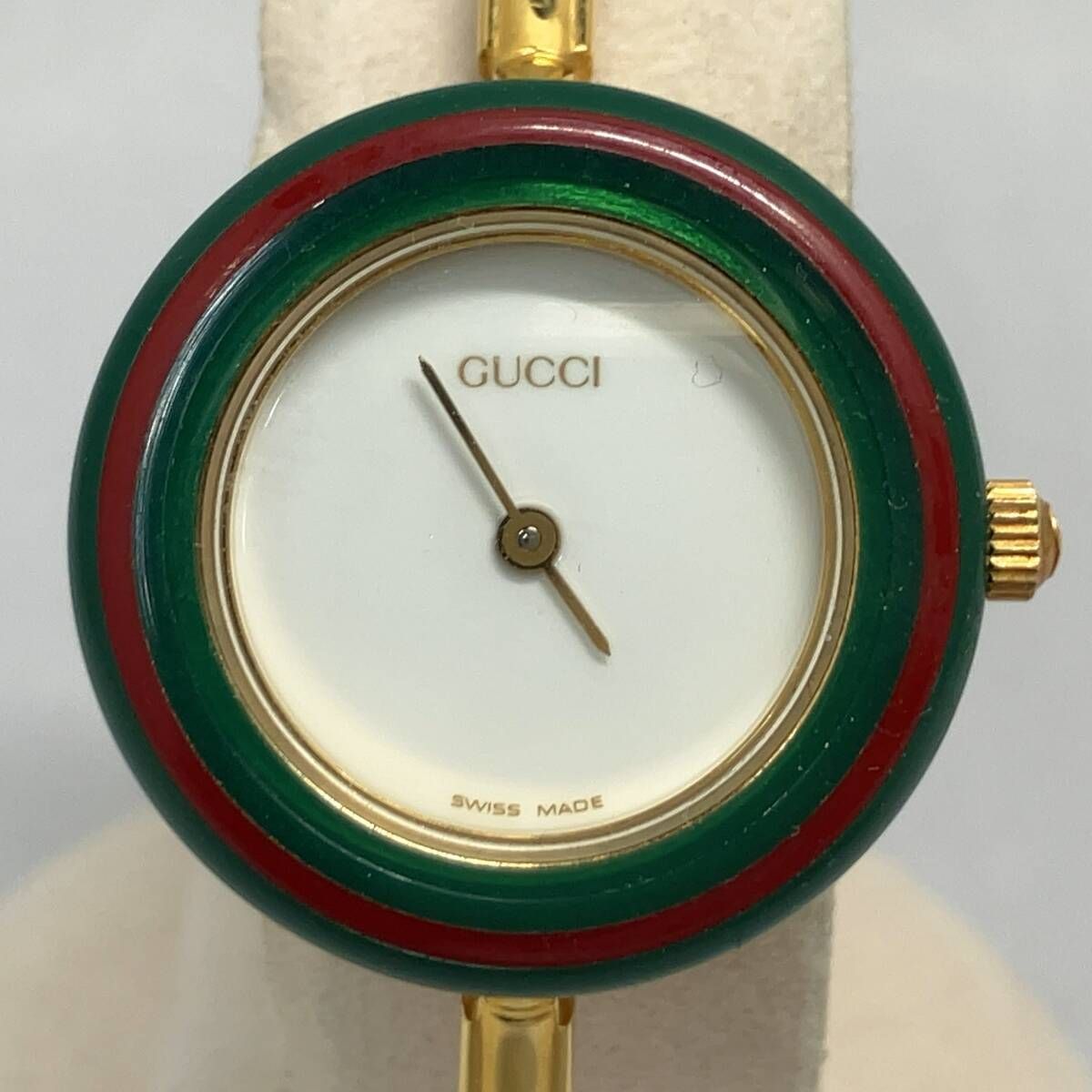 箱有、替えベゼル有】GUCCI グッチ チェンジベゼル ホワイト文字盤