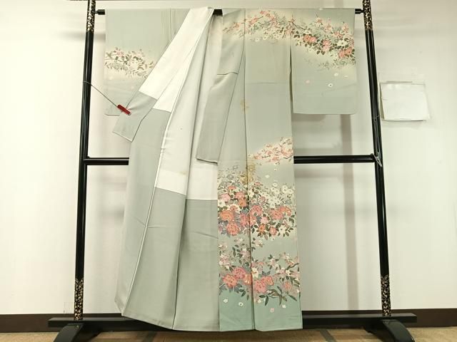 平和屋着物 訪問着 友禅 作家物 枝花文 暈し染め 正絹 vp