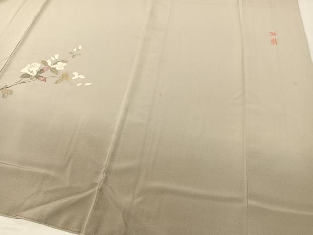 平和屋着物○京加賀友禅 百貫達雄 訪問着 枝花文 暈し染め 正絹 逸品
