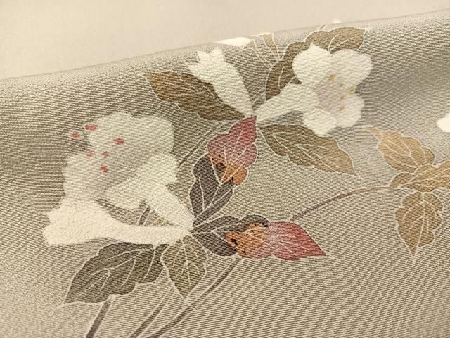 平和屋着物○京加賀友禅 百貫達雄 訪問着 枝花文 暈し染め 正絹 逸品