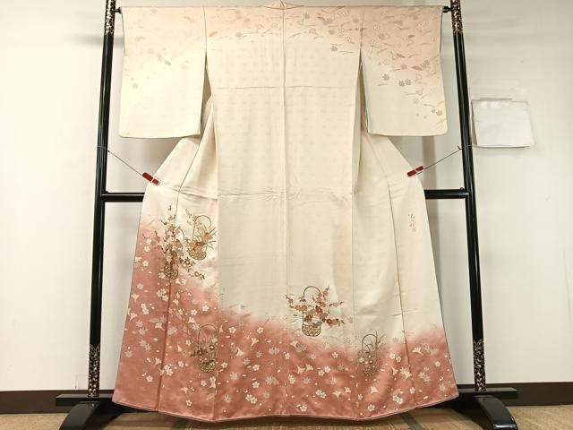 平和屋着物 歌舞伎俳優 六代目 中村児太郎 訪問着 刺繍 吹寄せ花篭文 暈し染め 金彩 正絹 vp