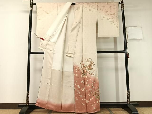 平和屋着物 歌舞伎俳優 六代目 中村児太郎 訪問着 刺繍 吹寄せ花篭文 暈し染め 金彩 正絹 vp