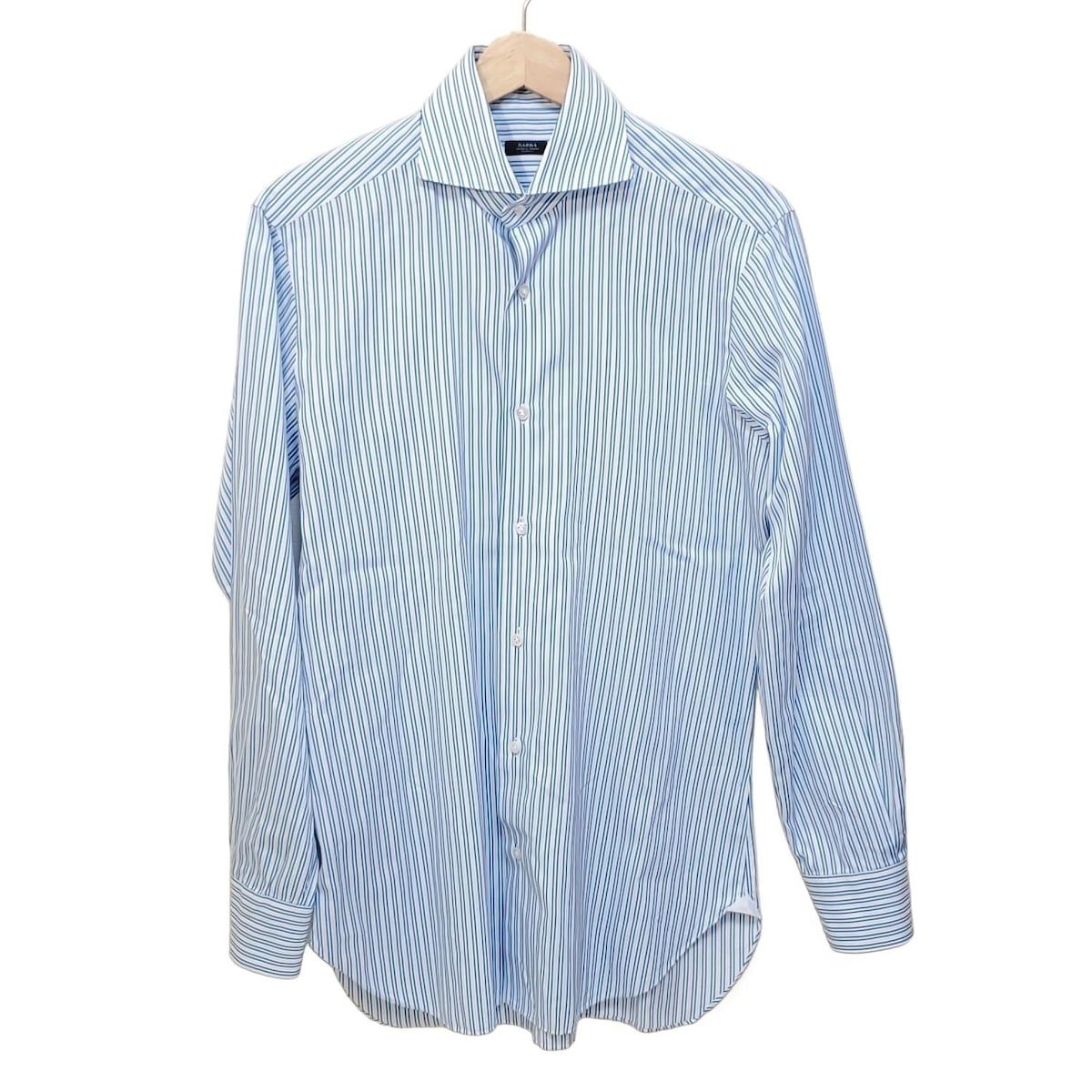 BARBA(バルバ) 長袖シャツ サイズ38 M メンズ美品 - ライトブルー×白