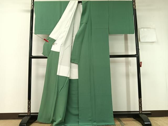 平和屋着物○上質な色無地 木賊色 ますいわ屋扱い 正絹 逸品