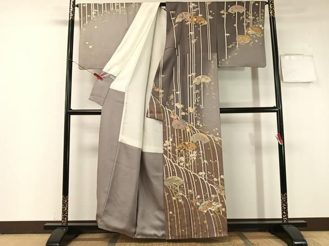 平和屋着物 訪問着 駒刺繍 立波地紙枝花文 暈し染め 金彩 正絹 vp