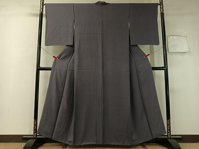 平和屋着物 上質な色無地 紋意匠 褐色 正絹 vp