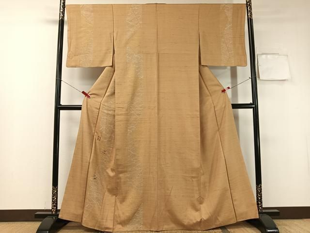 平和屋着物 訪問着 白山紬 刺繍 立波葡萄蔦の葉間道 金糸 正絹 vp