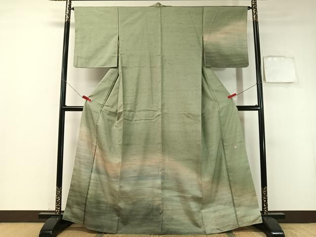 平和屋着物 石川県指定無形文化財 牛首紬 白山工房 手織り 角印 訪問着 霞文 正絹 vp