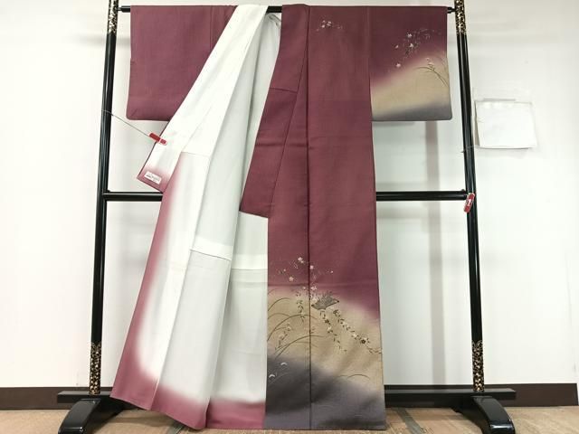 平和屋着物 訪問着 花筏文 暈し染め 金彩 やまと誂製 正絹 vp