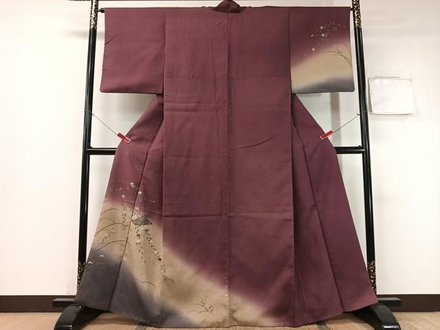 平和屋着物 訪問着 花筏文 暈し染め 金彩 やまと誂製 正絹 vp