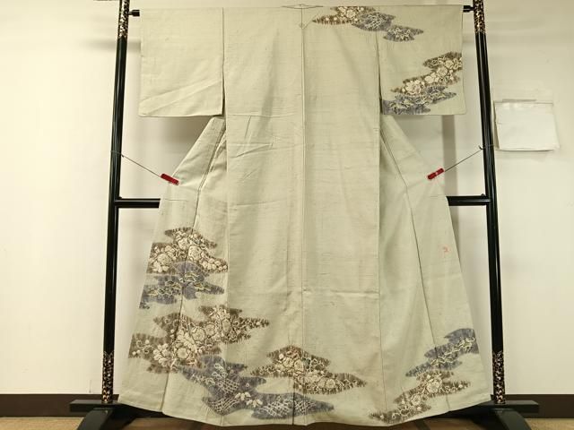 平和屋着物 十日町 名門 滝泰謹製 訪問着 紬地 絞り 辻が花 高島屋扱い 正絹 vp