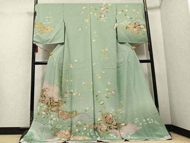 平和屋着物○訪問着 駒刺繍 枝花文 金銀彩 上代34万 千切屋扱い 仮絵羽