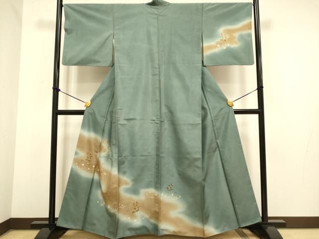 【値下げ】401mh36●本場染大島紬 訪問着 金彩唐花ボタニカル ゆったり 値下げ】401mh36○本場染大島紬 訪問着 金彩唐花ボタニカル ゆったり