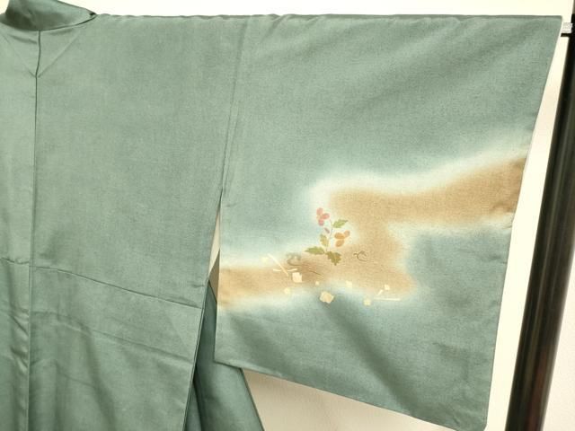  平和屋着物 本場染大島紬 訪問着 刺繍 霞花文 暈し染め 正絹 du 訪問着 付け下げ 着物