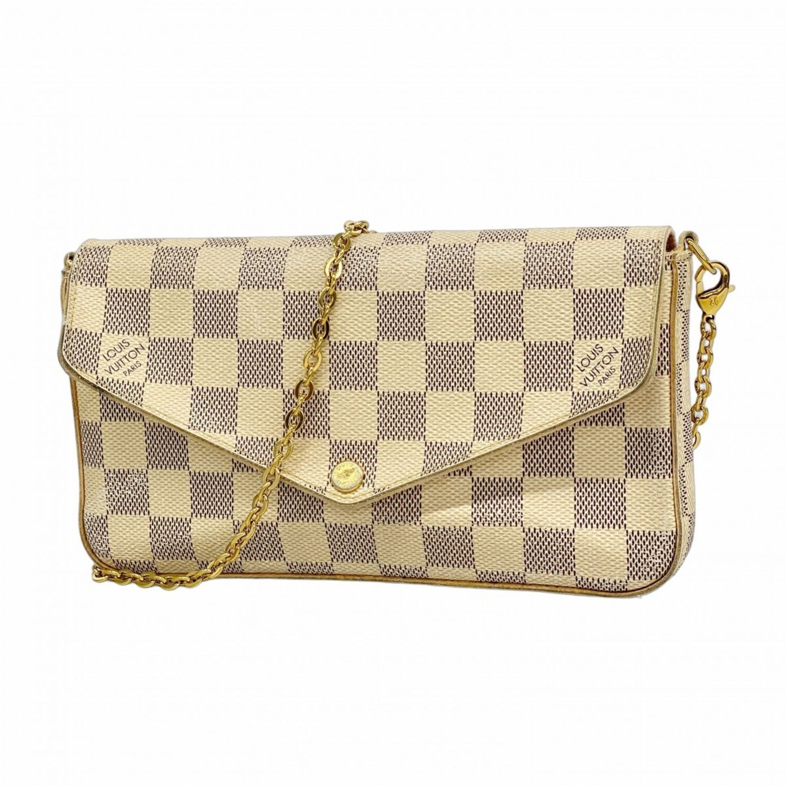 ルイ ヴィトン Louis Vuitton ショルダーウォレット ダミエ アズール ポシェットフェリシー N 63106 ホワイトレディース