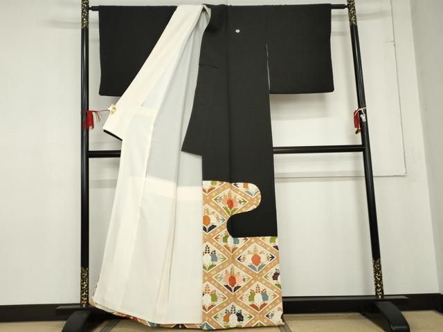 平和屋着物 銀座 志ま亀 黒留袖 駒刺繍 桐文 金彩 たとう紙付き 正絹 cs