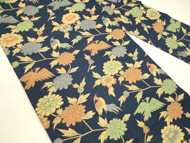 平和屋着物 全通柄九寸名古屋帯 花鳥文 金糸 正絹 cm