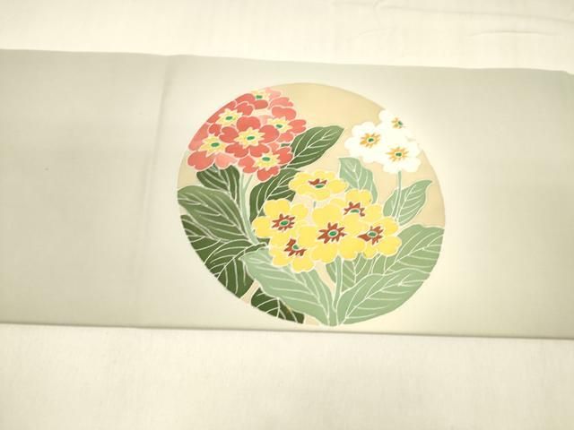  平和屋着物 塩瀬 九寸名古屋帯 友禅 作家物 草花丸文 正絹 cm 名古屋帯 帯