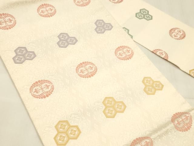 平和屋着物 九寸名古屋帯 唐織 蜀江花文 正絹 cm