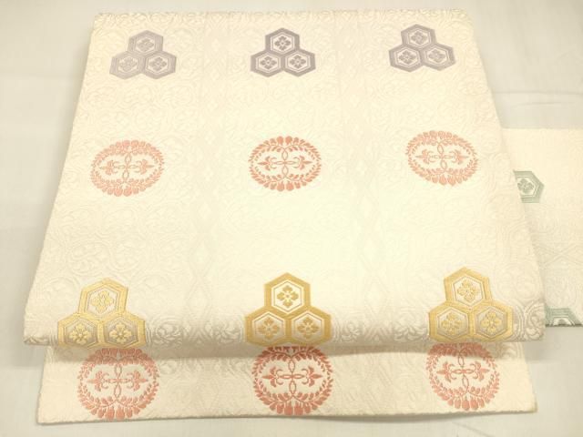 平和屋着物 九寸名古屋帯 唐織 蜀江花文 正絹 cm