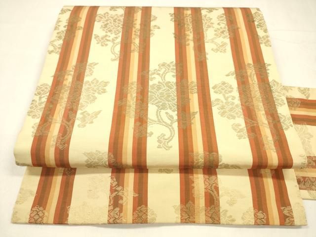 平和屋着物 九寸名古屋帯 草花間道 正絹 cm