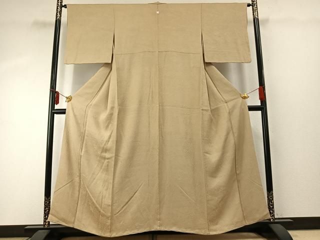 平和屋着物 上質な色無地 風景地紋 砥粉色 正絹 fy