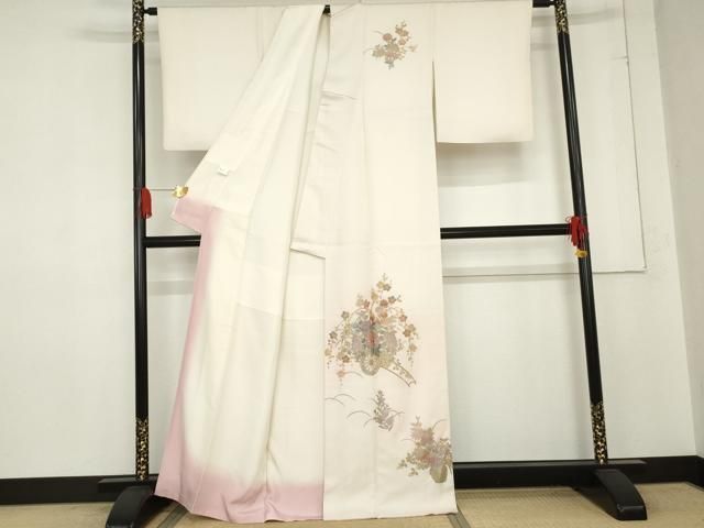 平和屋着物 訪問着 作家物 花車文 暈し染め 金彩 正絹 cs