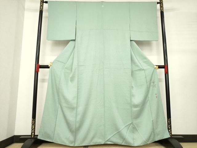 平和屋着物○京加賀友禅 百貫達雄 色無地 千草鼠色 正絹 逸品