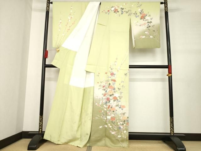 平和屋着物 訪問着 友禅 枝花文 暈し染め 正絹 ck