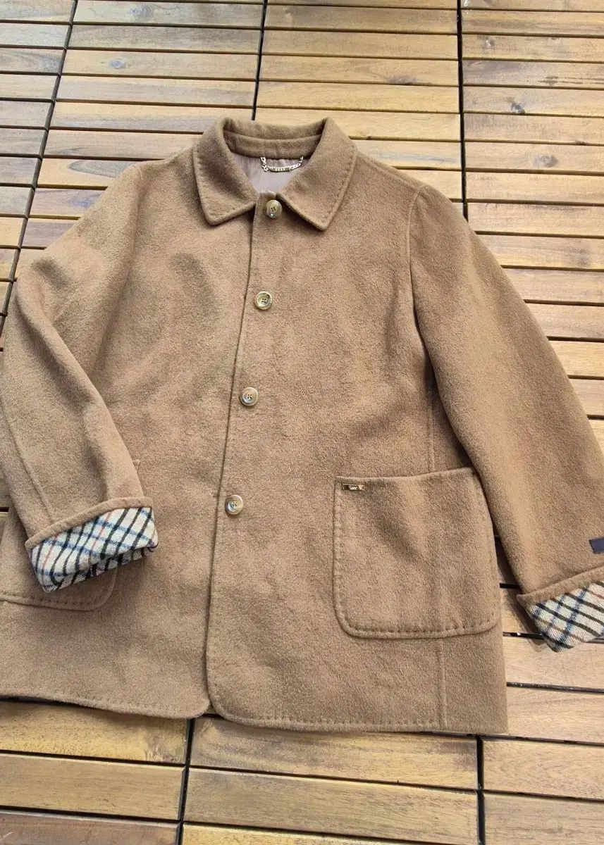 ダックス カシミア100% コート ブラウン 公式 CHECK 裏地 美品【DAKS