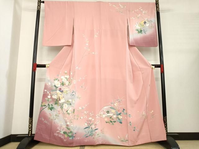 平和屋着物 訪問着 友禅 作家物 地紙人物花文 暈し染め 正絹 ck