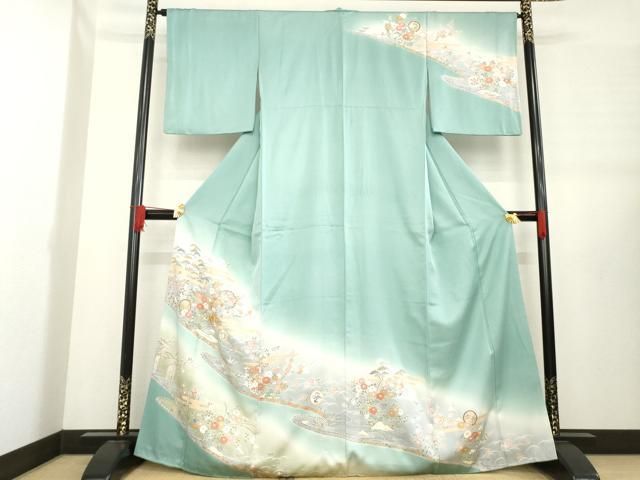 平和屋着物 訪問着 流水雪輪花文 暈し染め 正絹 ck